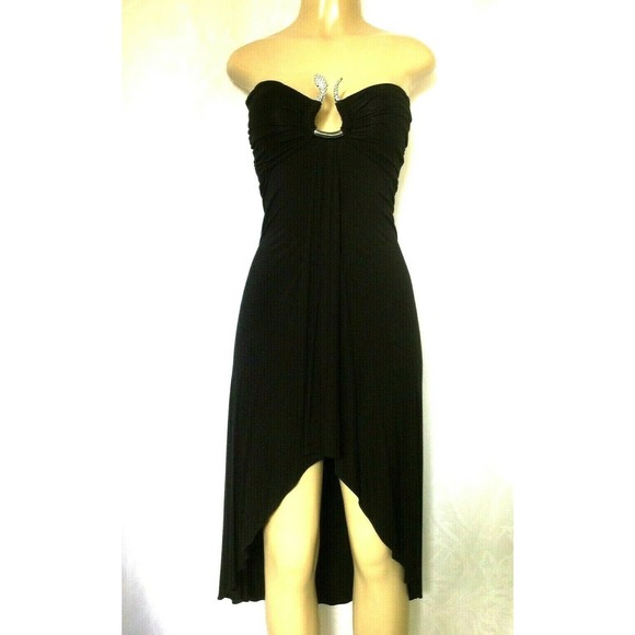 Sky Dresses & Skirts - Sky Dress Strapless Black High Low Snake Midi S